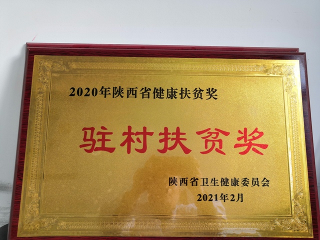 陕西省第四人民21点基本策略
荣获2020年全省健康扶贫驻村扶贫奖
